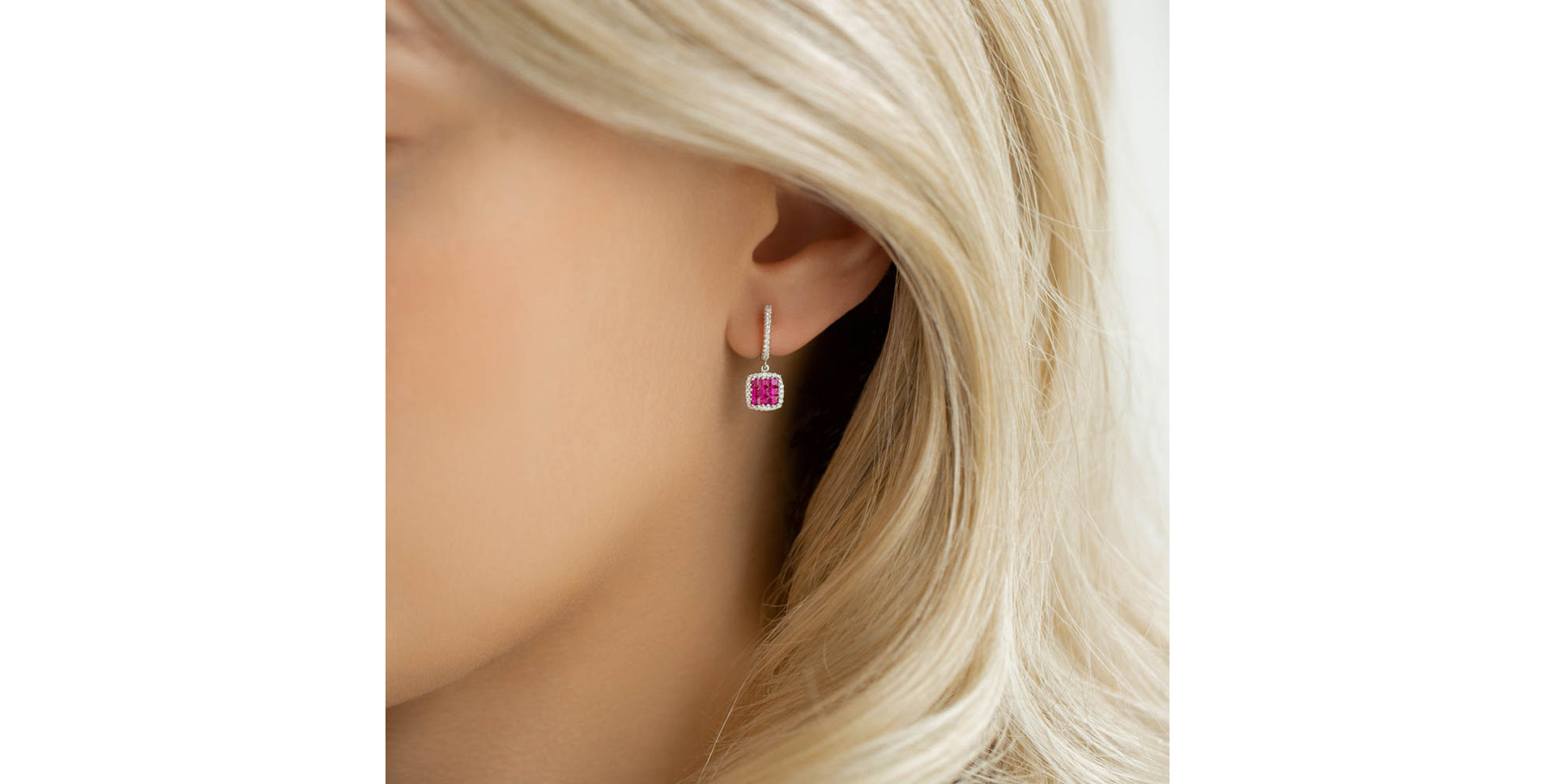 Náušnice s diamantmi a rubínmi Emersyn