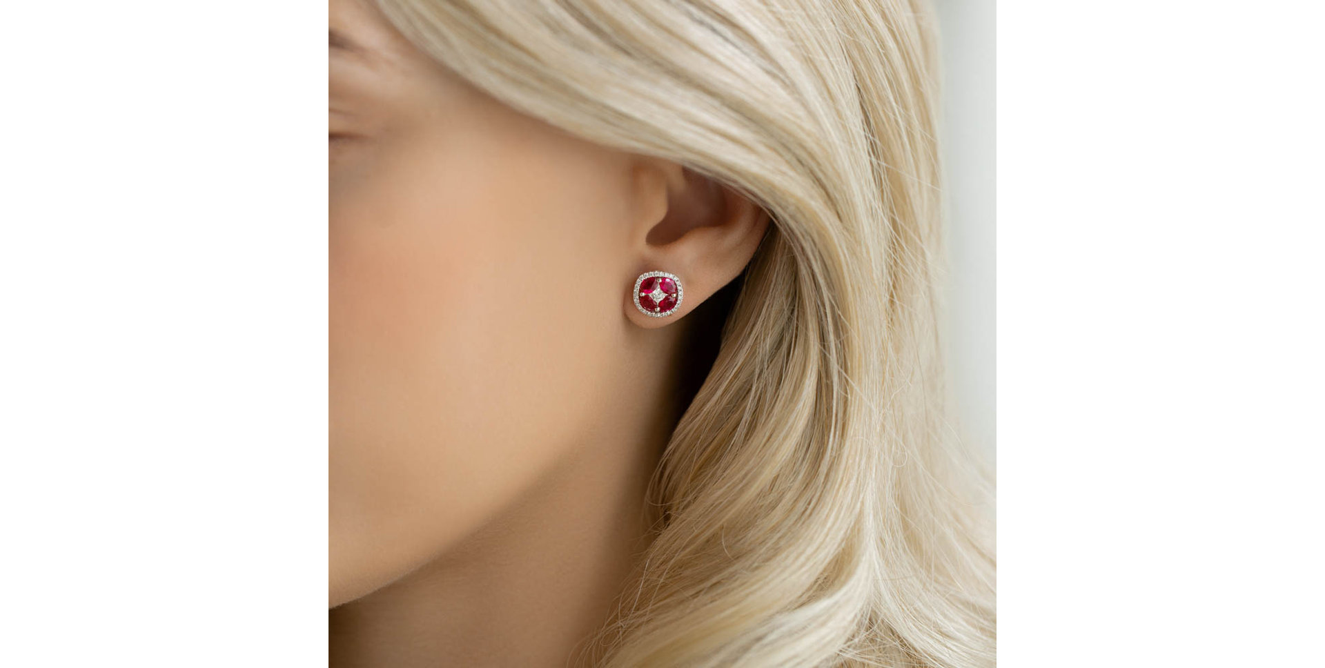 Náušnice s diamantmi a rubínmi Red Queen