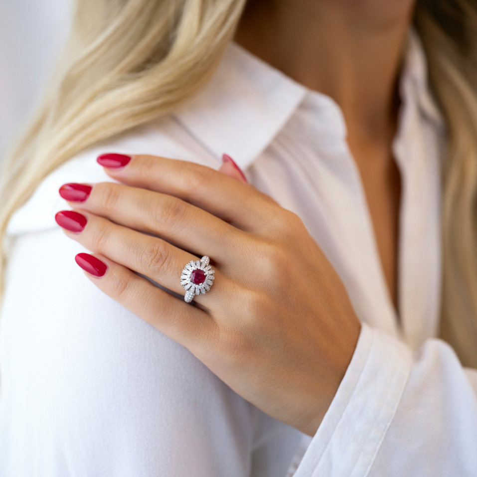 Prsteň s rubínom a diamantmi Chrétien