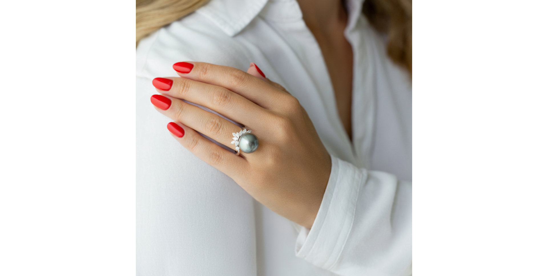 Prsteň s perlou a diamantmi Pearl Eminence