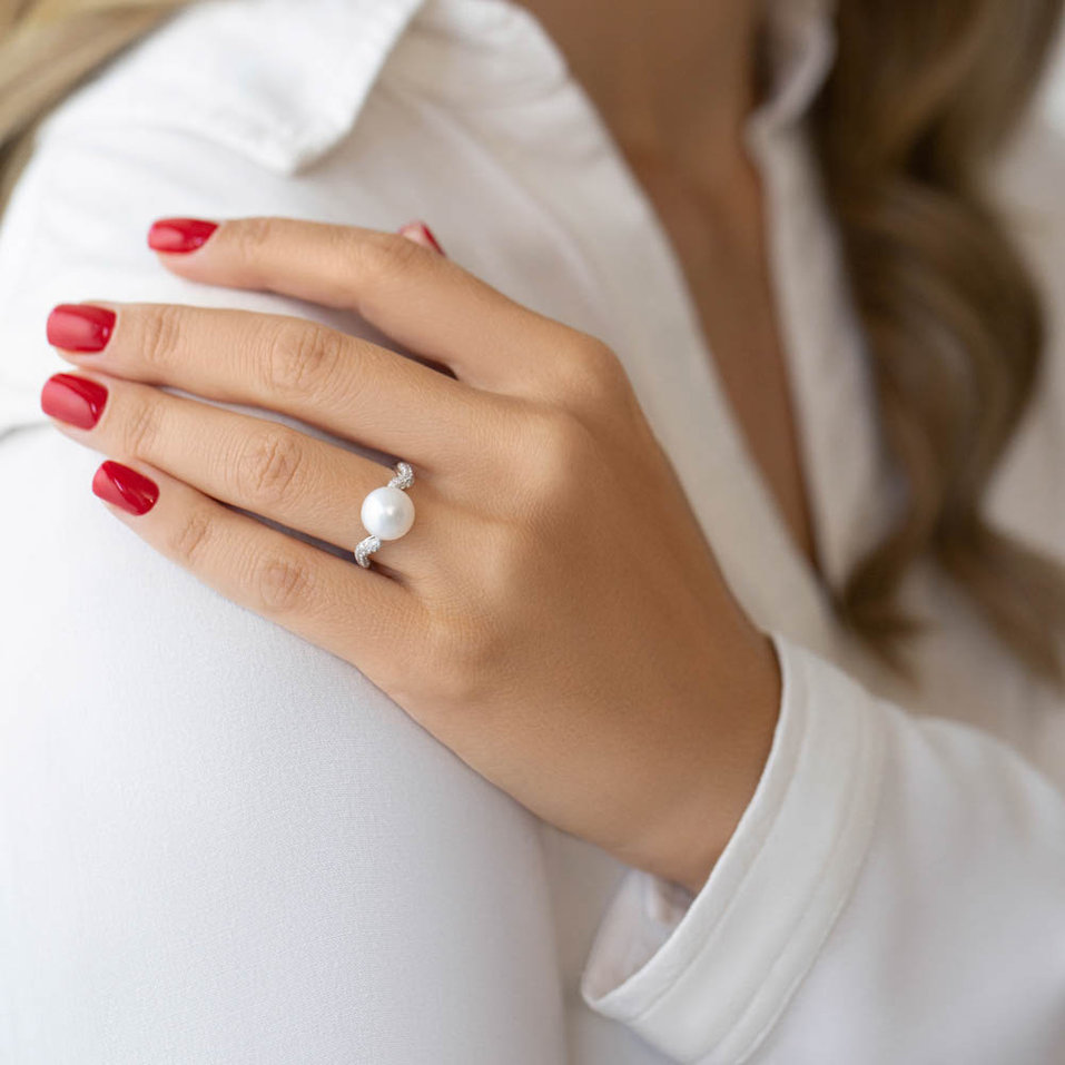 Prsteň s perlou a diamantmi Purity of Water