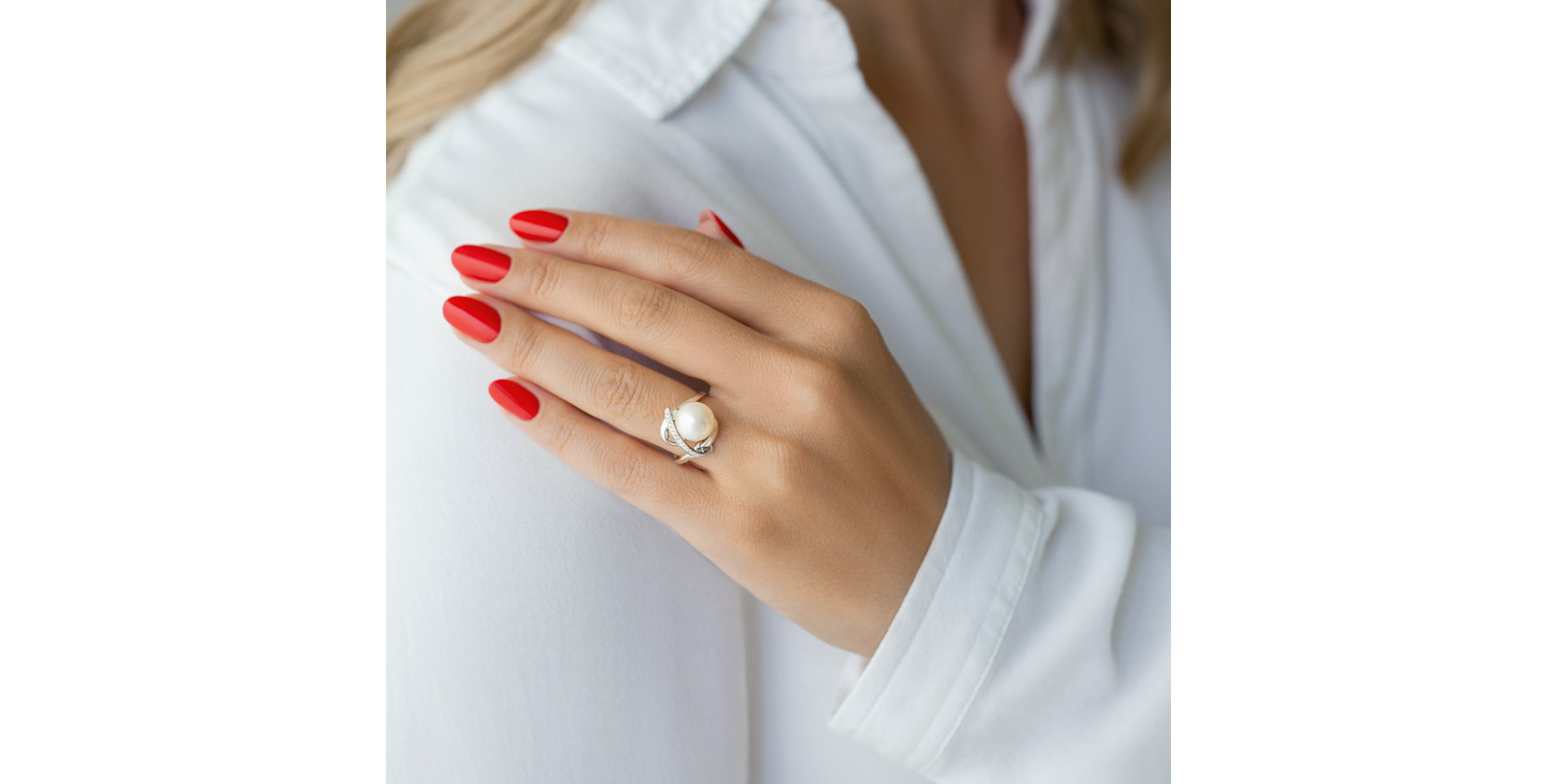 Prsteň s perlou a diamantmi Dark Secret