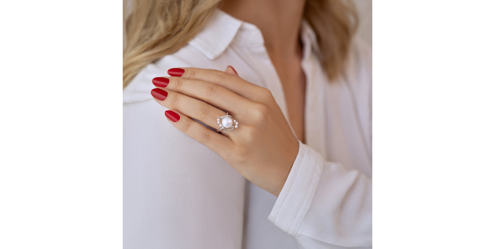 Prsteň s perlami a diamantmi Ocean Luxury