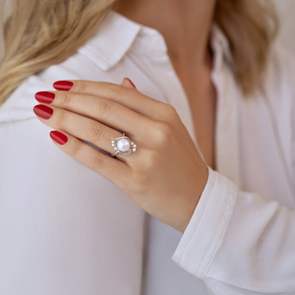 Prsteň s perlami a diamantmi Ocean Luxury