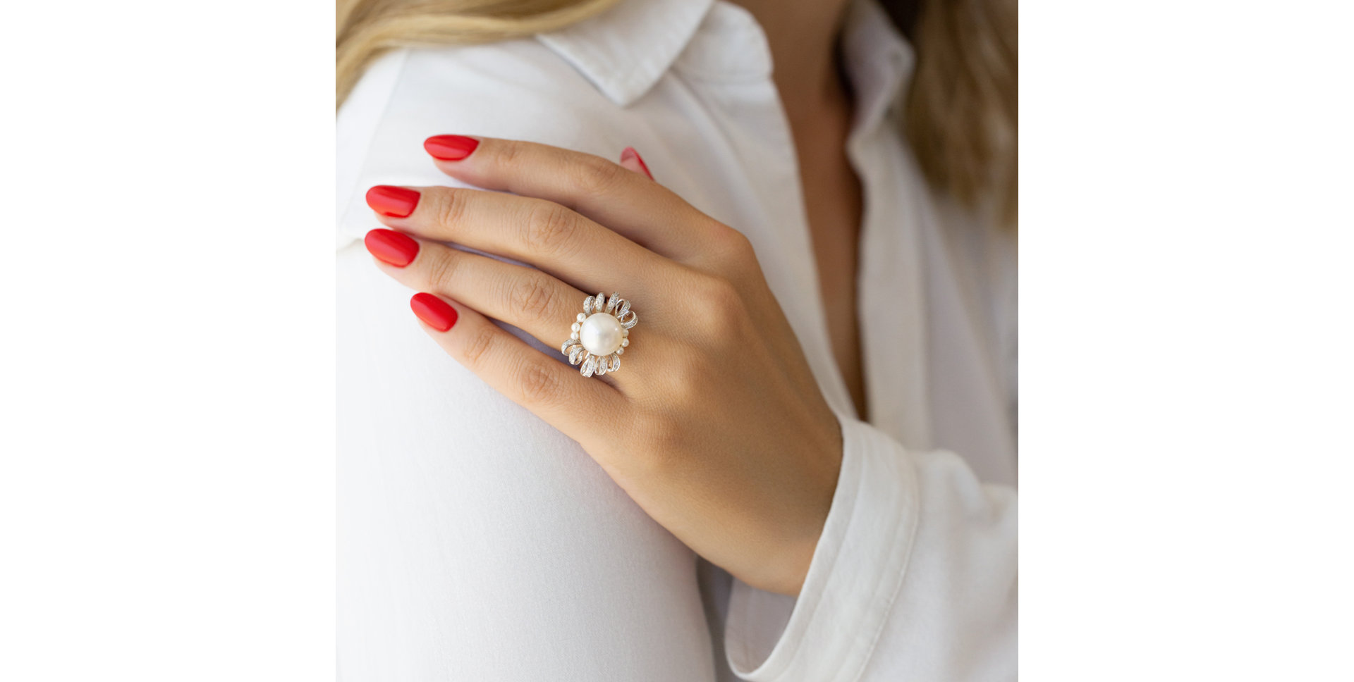 Prsteň s perlami a diamantmi Pearl Passion