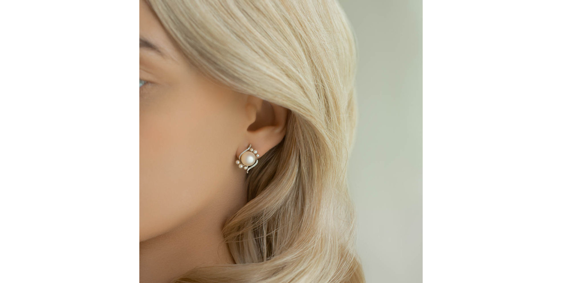 Náušnice s perlou a diamantmi Tear of Mermaid