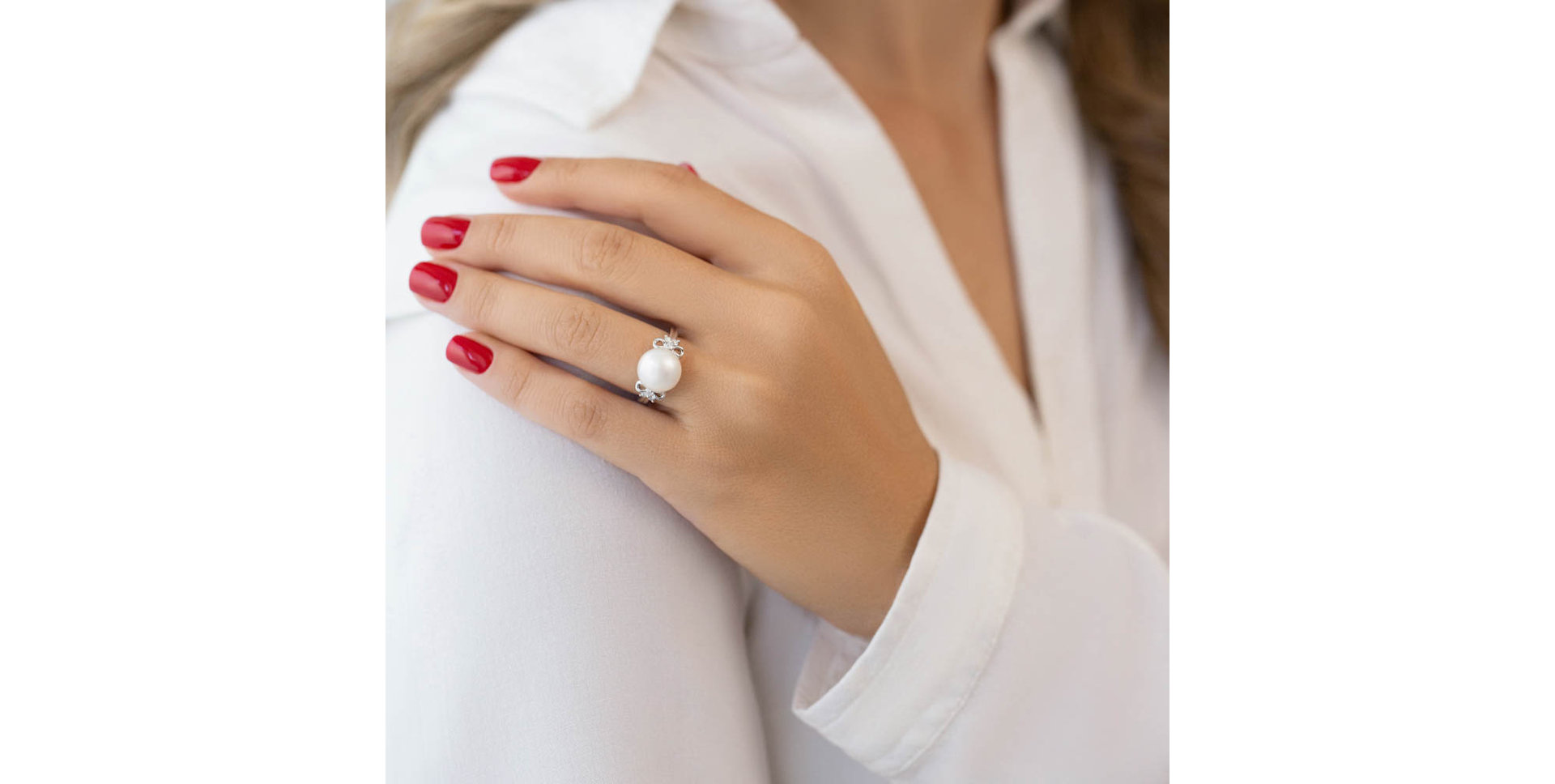 Prsteň s perlou a diamantmi Oadira