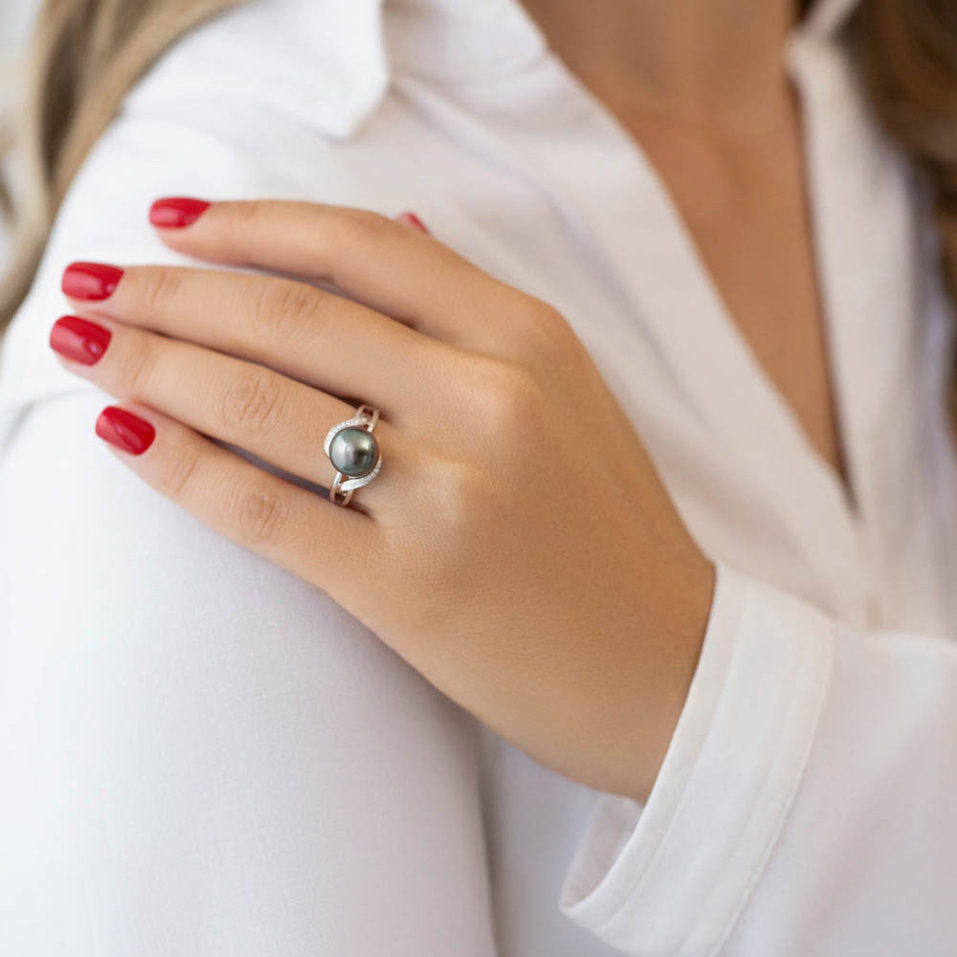 Prsteň s perlou a diamantmi Charley