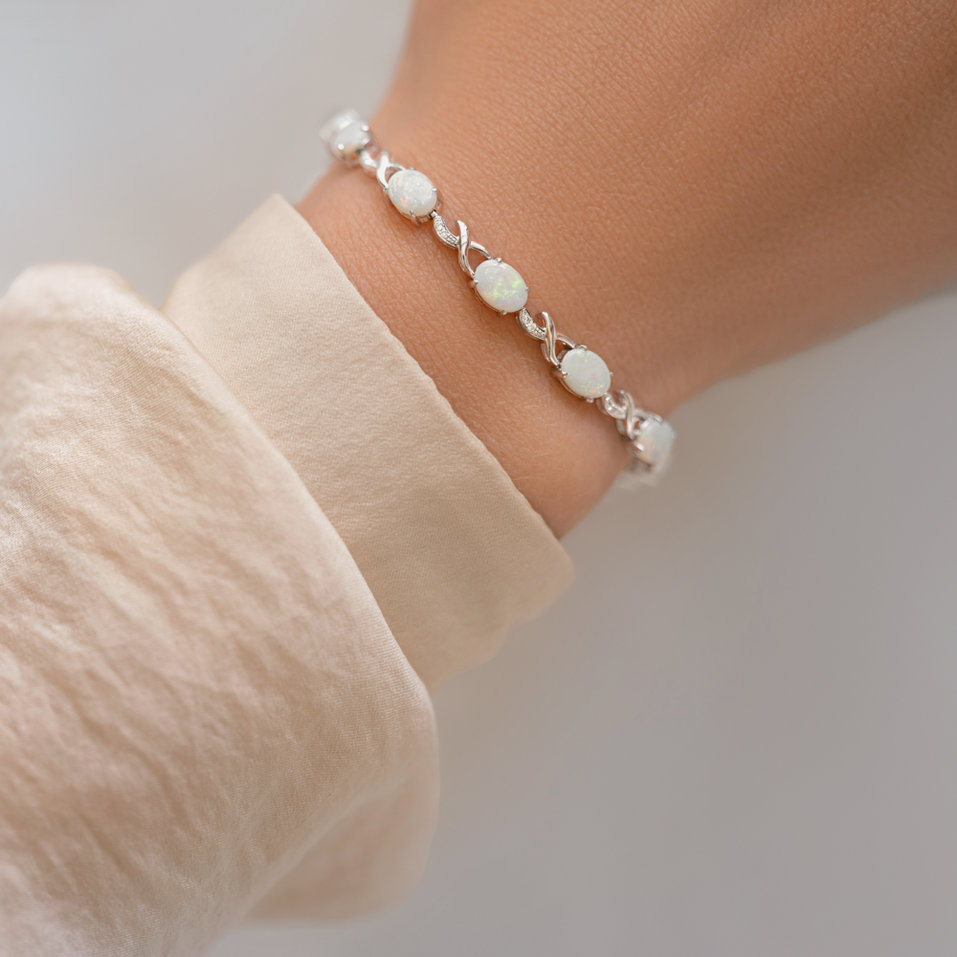 Náramok s diamantmi a opálmi Timeless Elegance