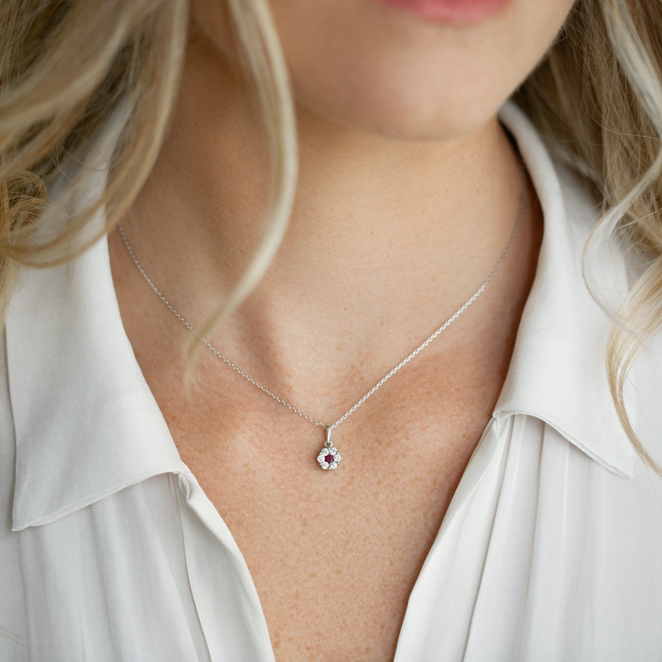 Přívěsok s rubínom a diamantmi Midnight Tear