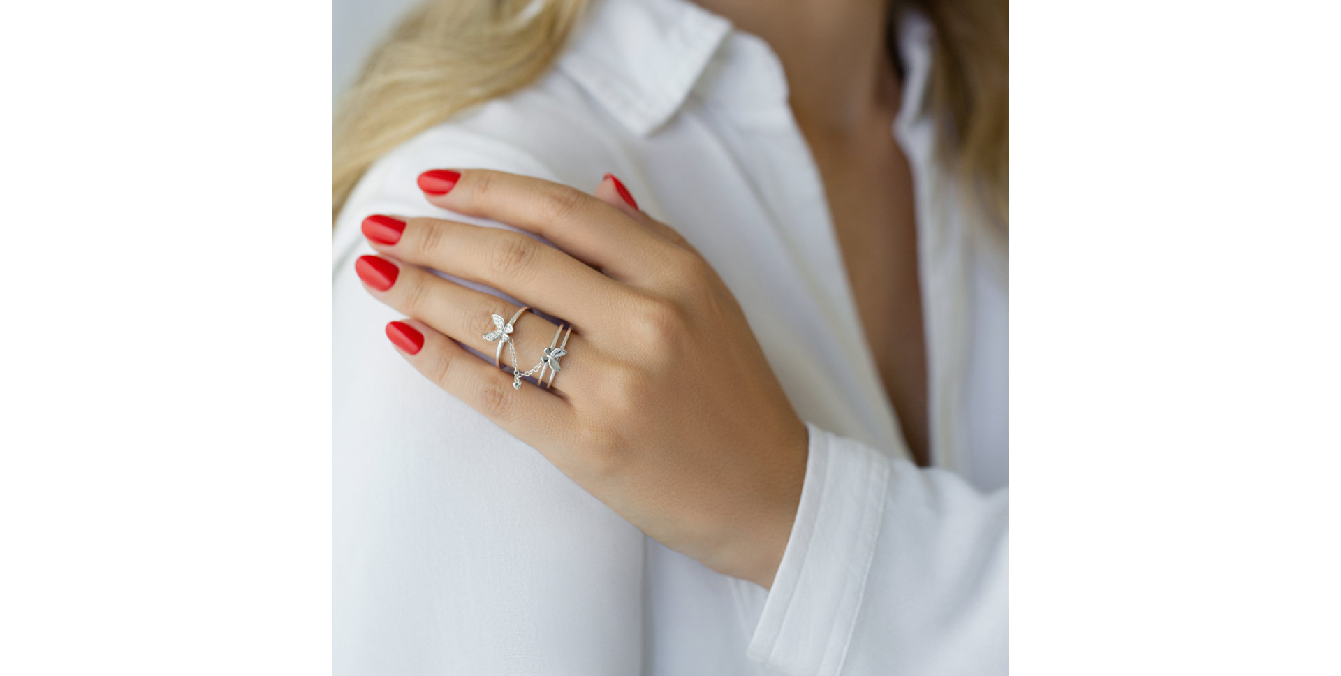 Prsteň s diamantmi Twin Papillon