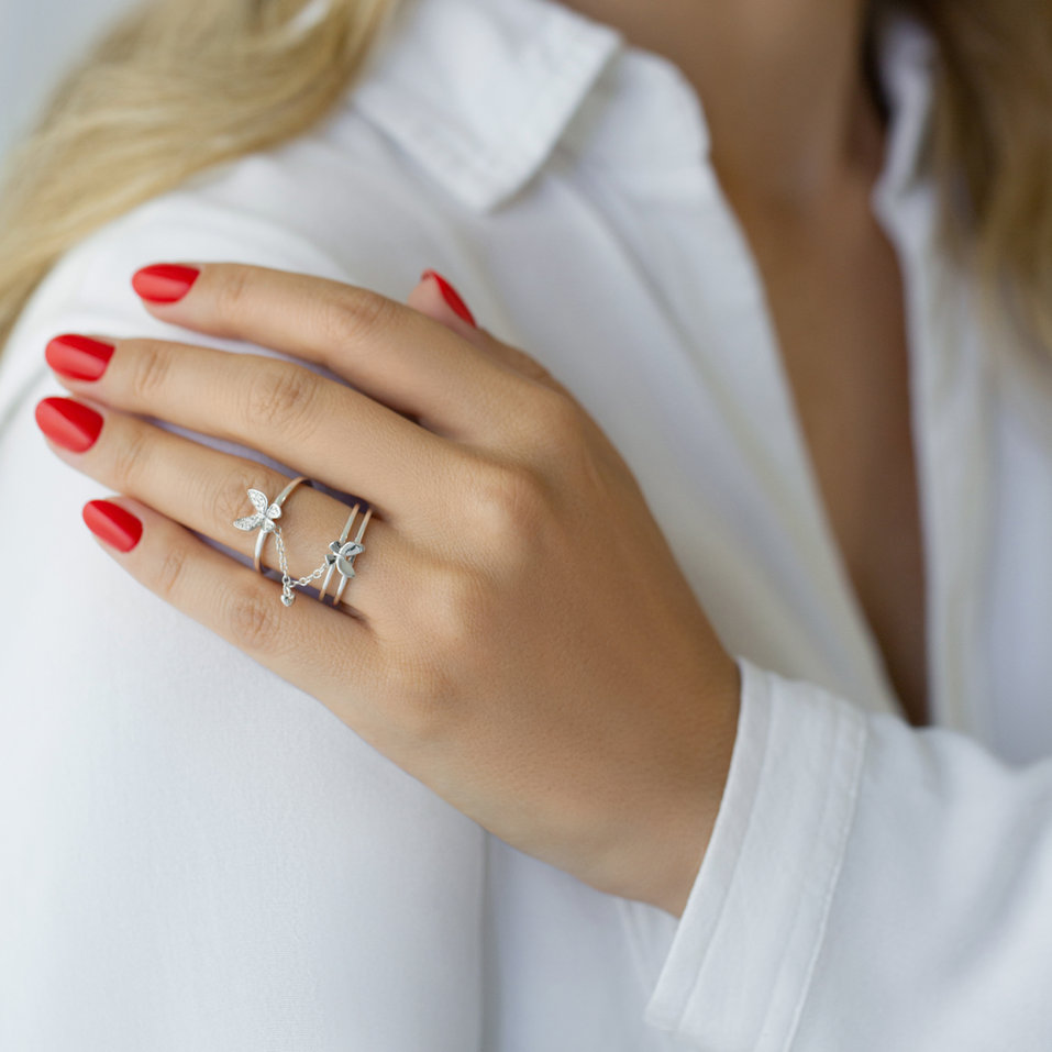 Prsteň s diamantmi Twin Papillon