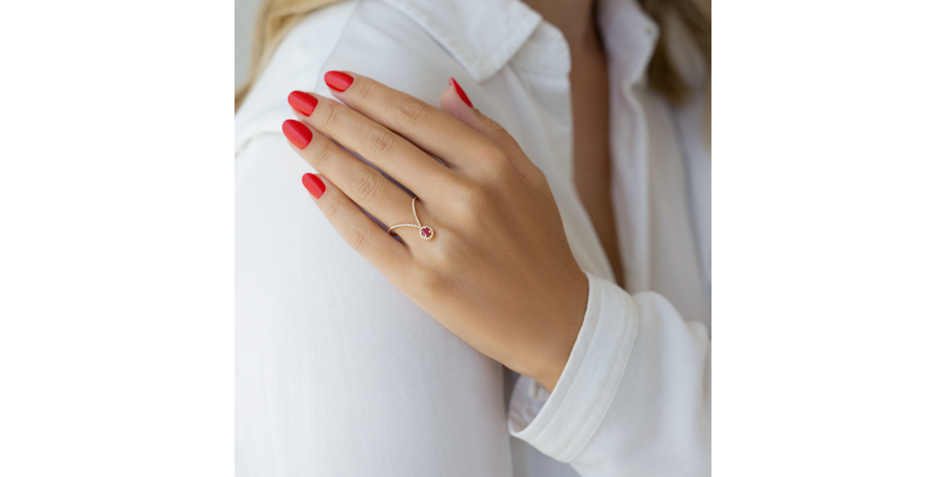 Prsteň s rubínom a diamantmi Ruby Tear