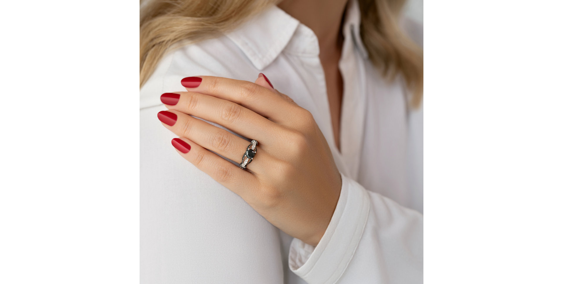 Prsteň s čiernymi a bielymi diamantmi Lissie