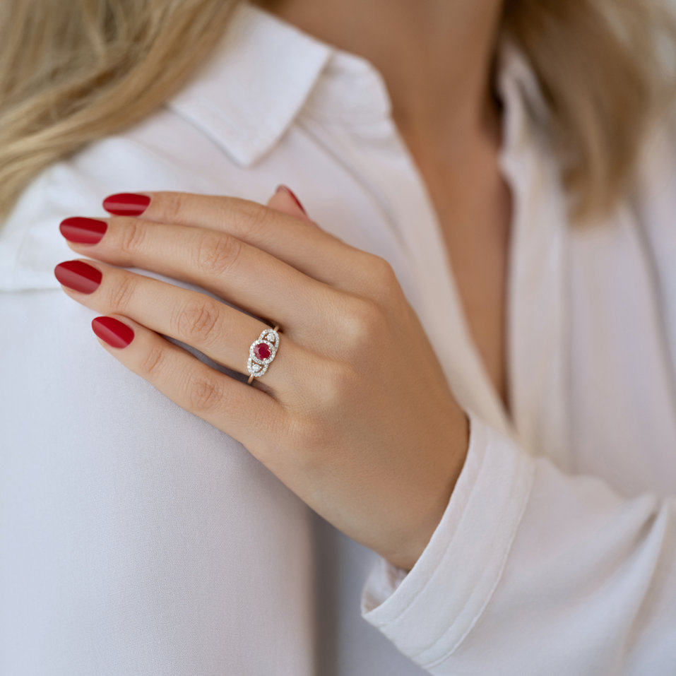 Prsteň s rubínom a diamantmi Broadway Countess