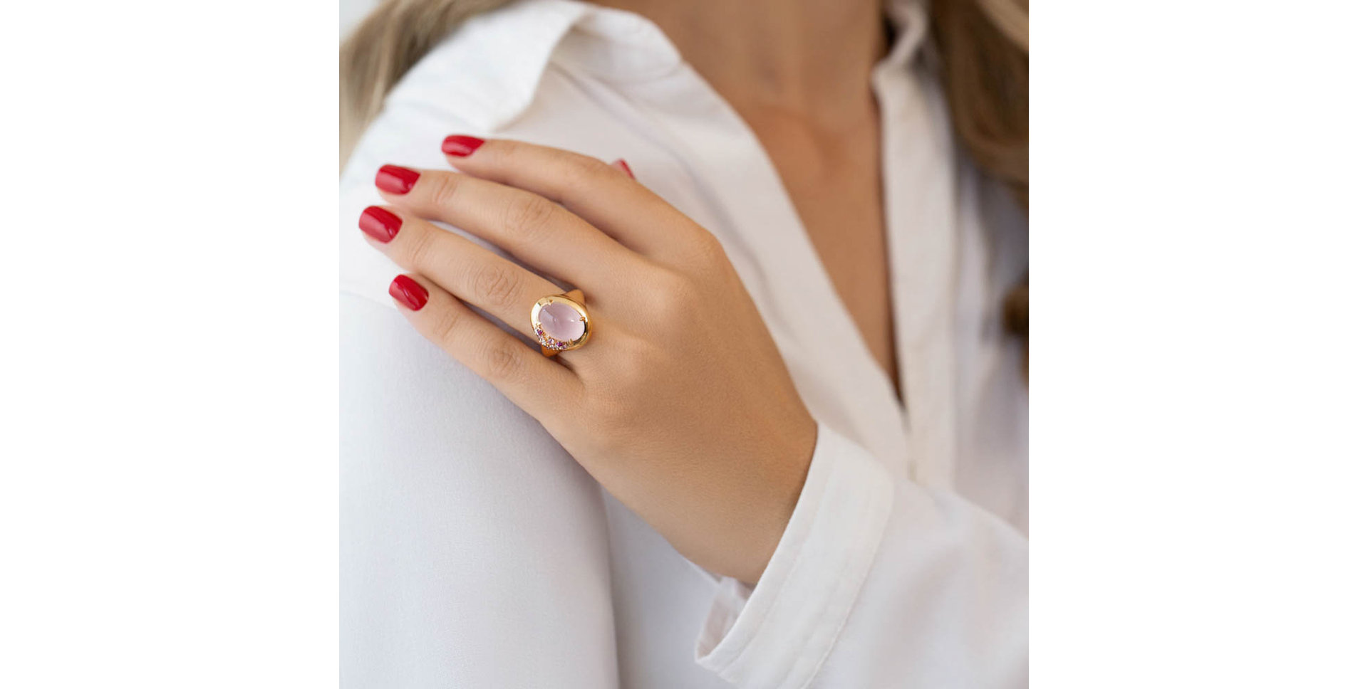 Prsteň s diamantmi, ruženínom a zafírmi Angel Opera