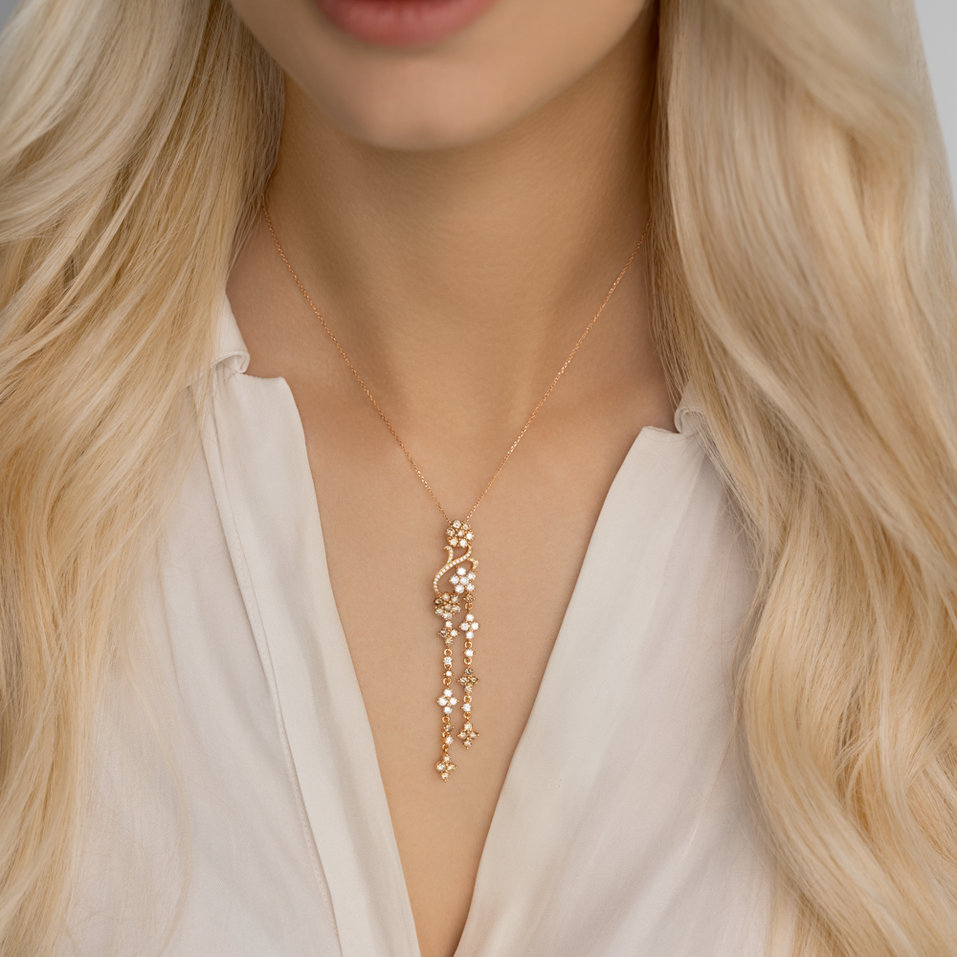 Přívěsok s hnedými diamantmi Midnight Flowers