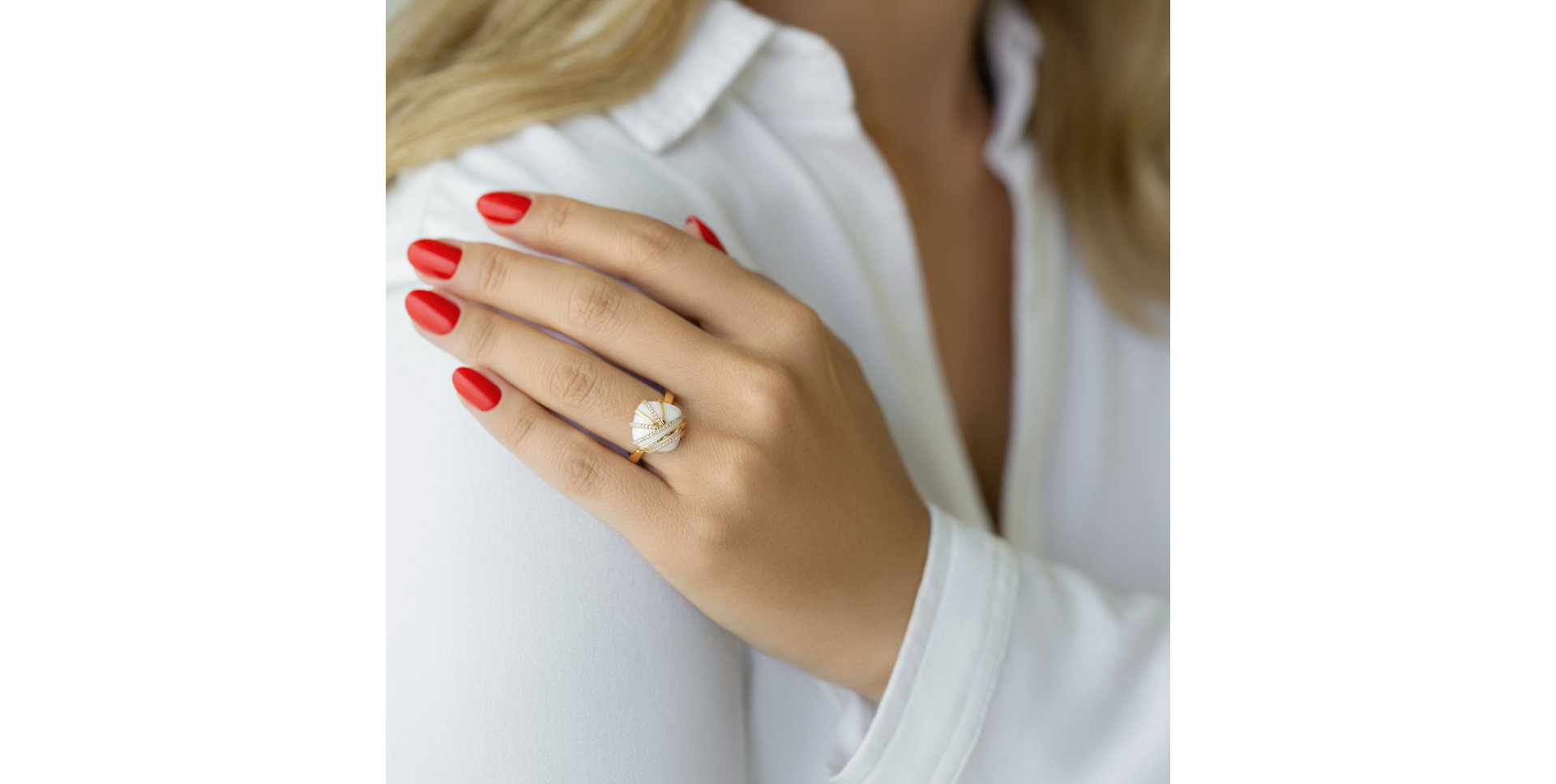 Prsteň s achátom a diamantmi Magique