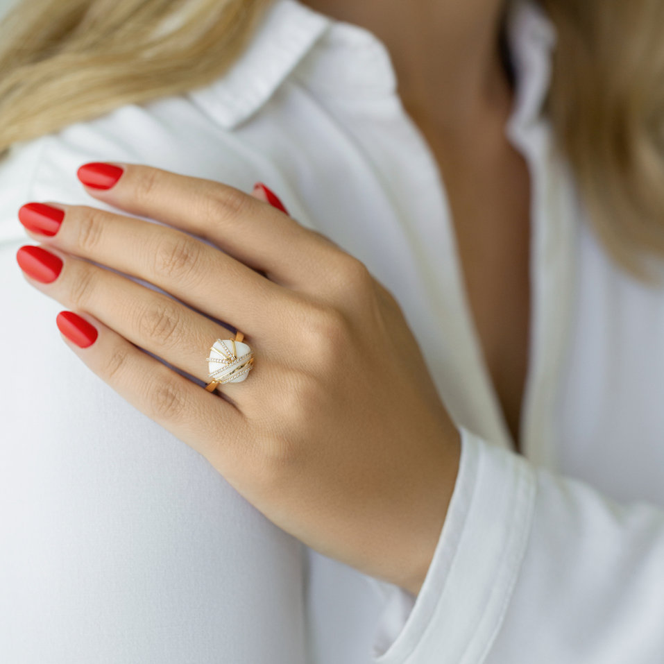 Prsteň s achátom a diamantmi Magique