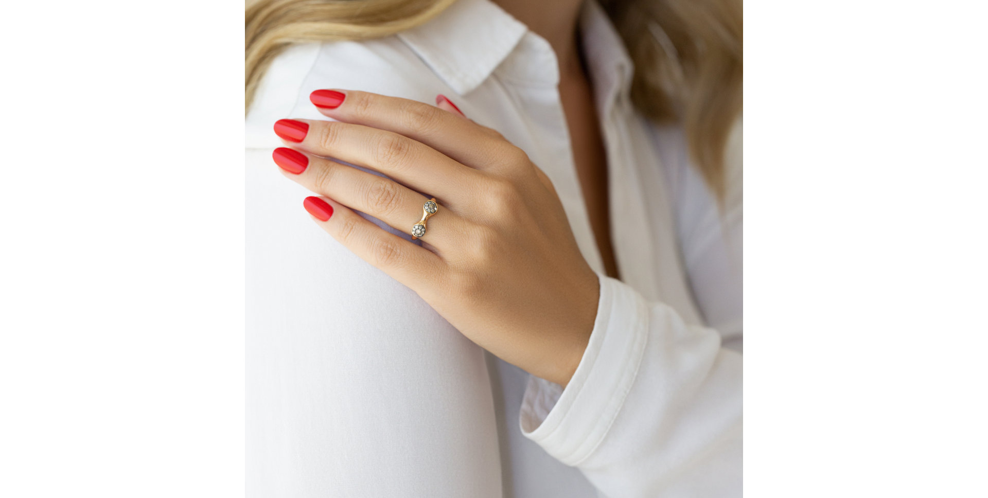 Prsteň s hnedými diamantmi Space Kiss