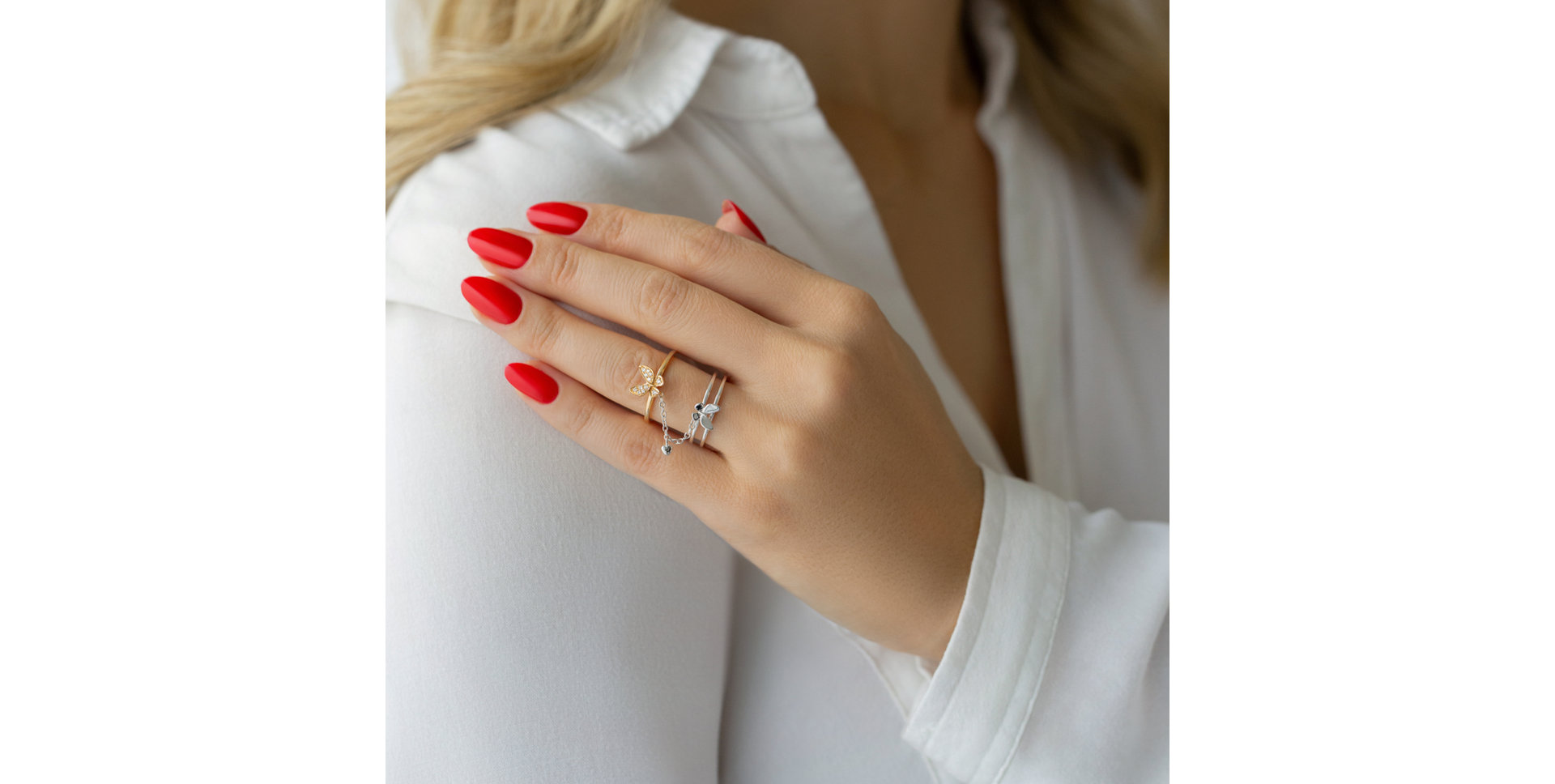 Prsteň s diamantmi Linked Butterflies