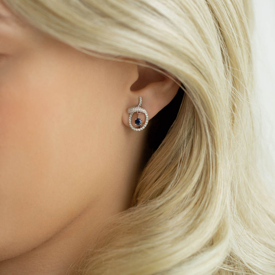 Náušnice s zafírom a diamantmi Khloe