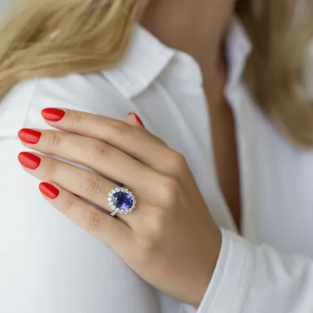 Prsteň s tanzanitom a diamantmi Space Queen
