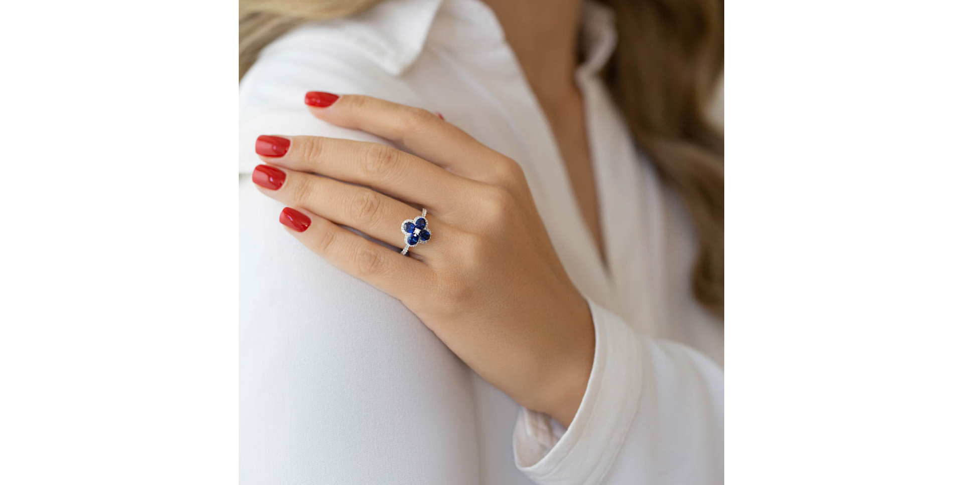 Prsteň s diamantmi a zafírmi Sapphire Blossom