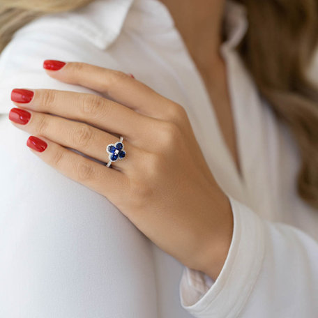 Prsteň s diamantmi a zafírmi Sapphire Blossom