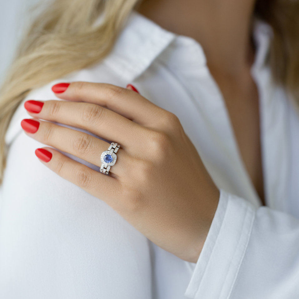 Prsteň s zafírom a diamantmi Nichele