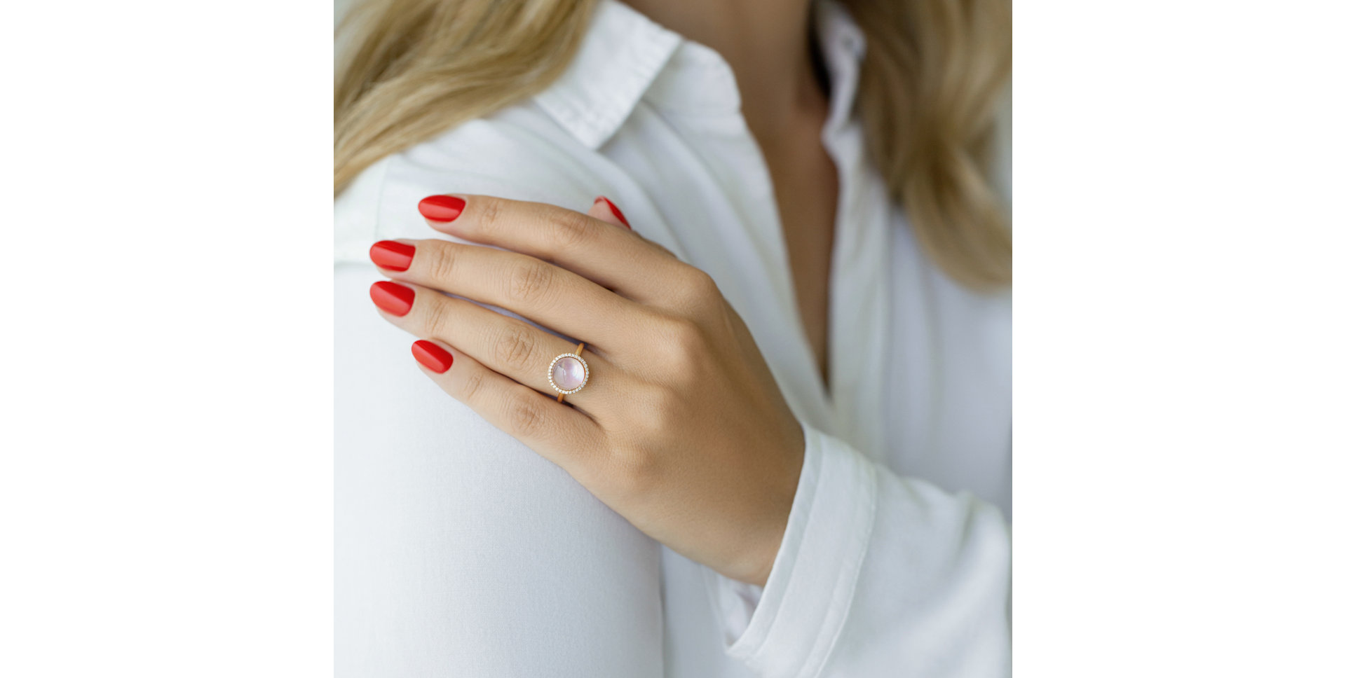 Prsteň s diamantmi, ametystom a perletí Planet of Miracles