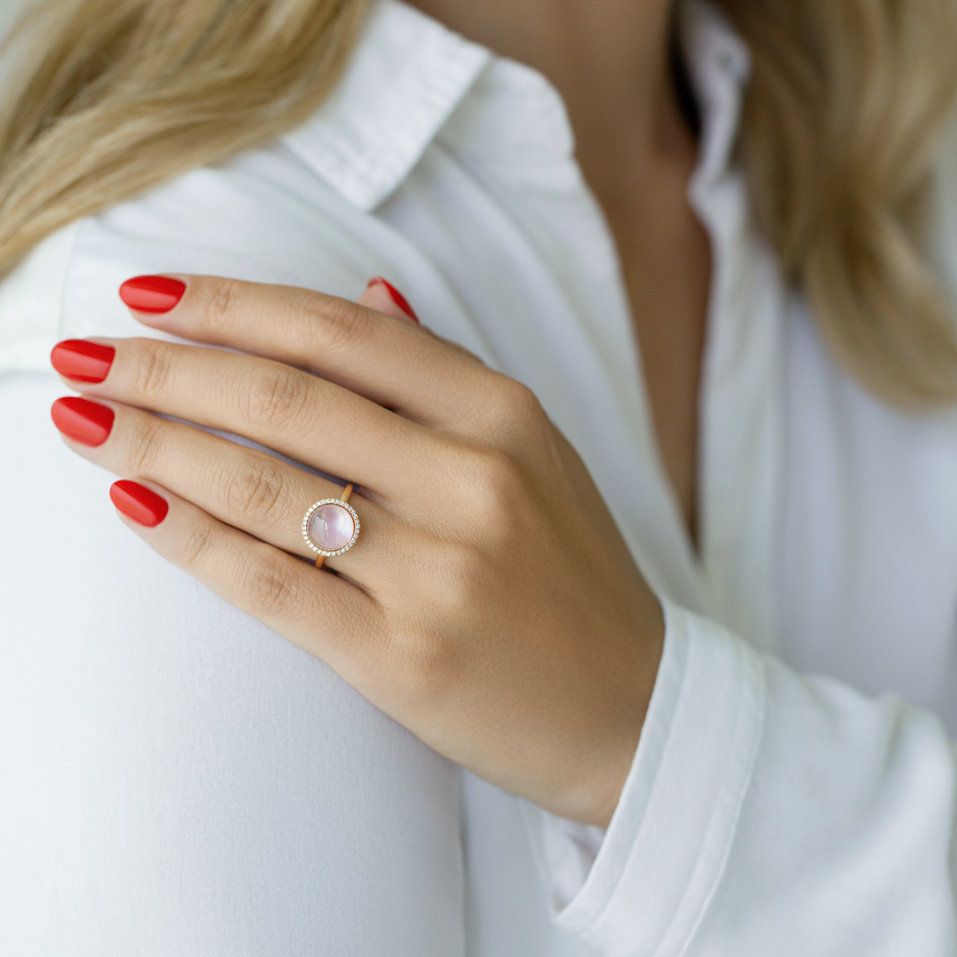 Prsteň s diamantmi, ametystom a perletí Planet of Miracles