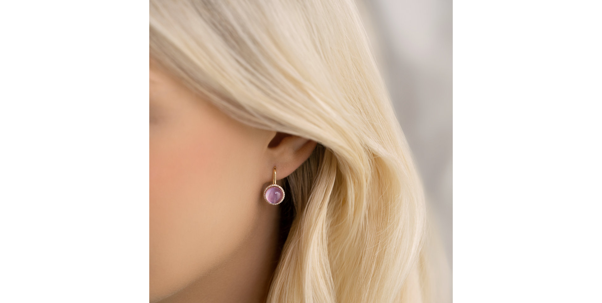 Náušnice s diamantmi, ametystom a perleťou Planet of Miracles