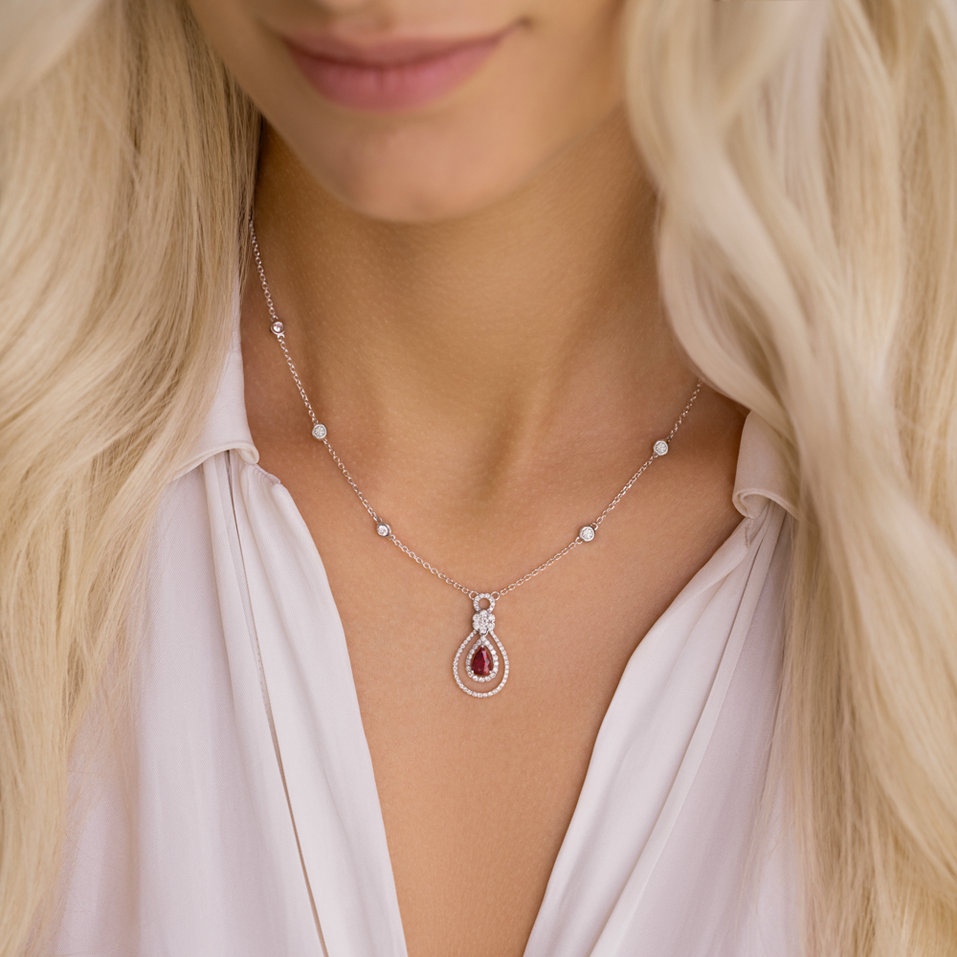 Náhrdelník s rubínom a diamantmi Shine Desire