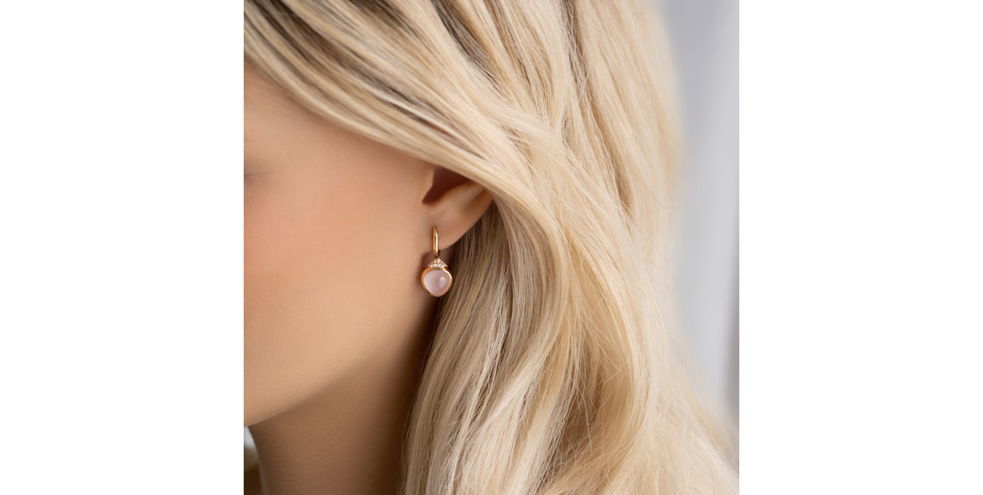 Náušnice s diamantmi a ruženínom Rosy Blossom