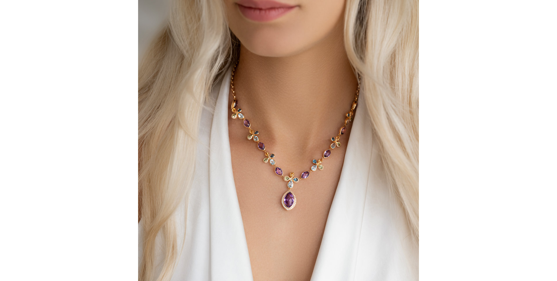 Náhrdelník s diamantmi a drahokamami Caesarean Constellation