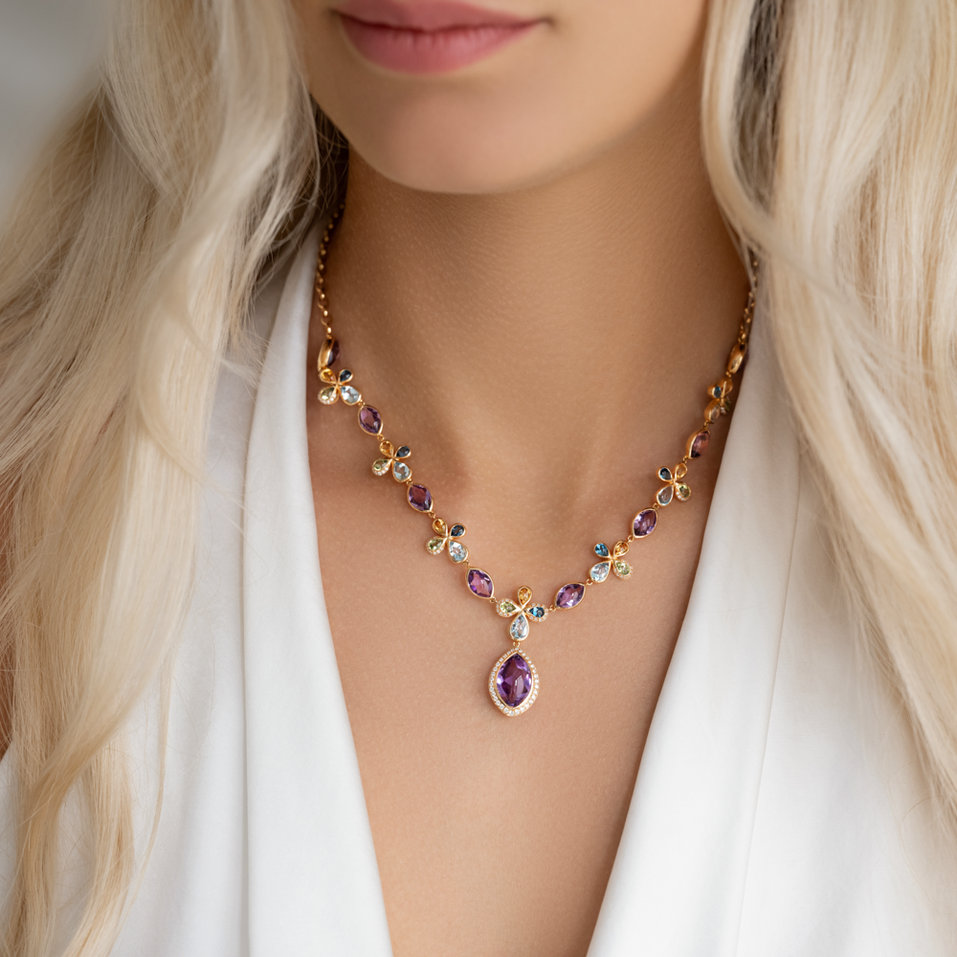 Náhrdelník s diamantmi a drahokamami Caesarean Constellation