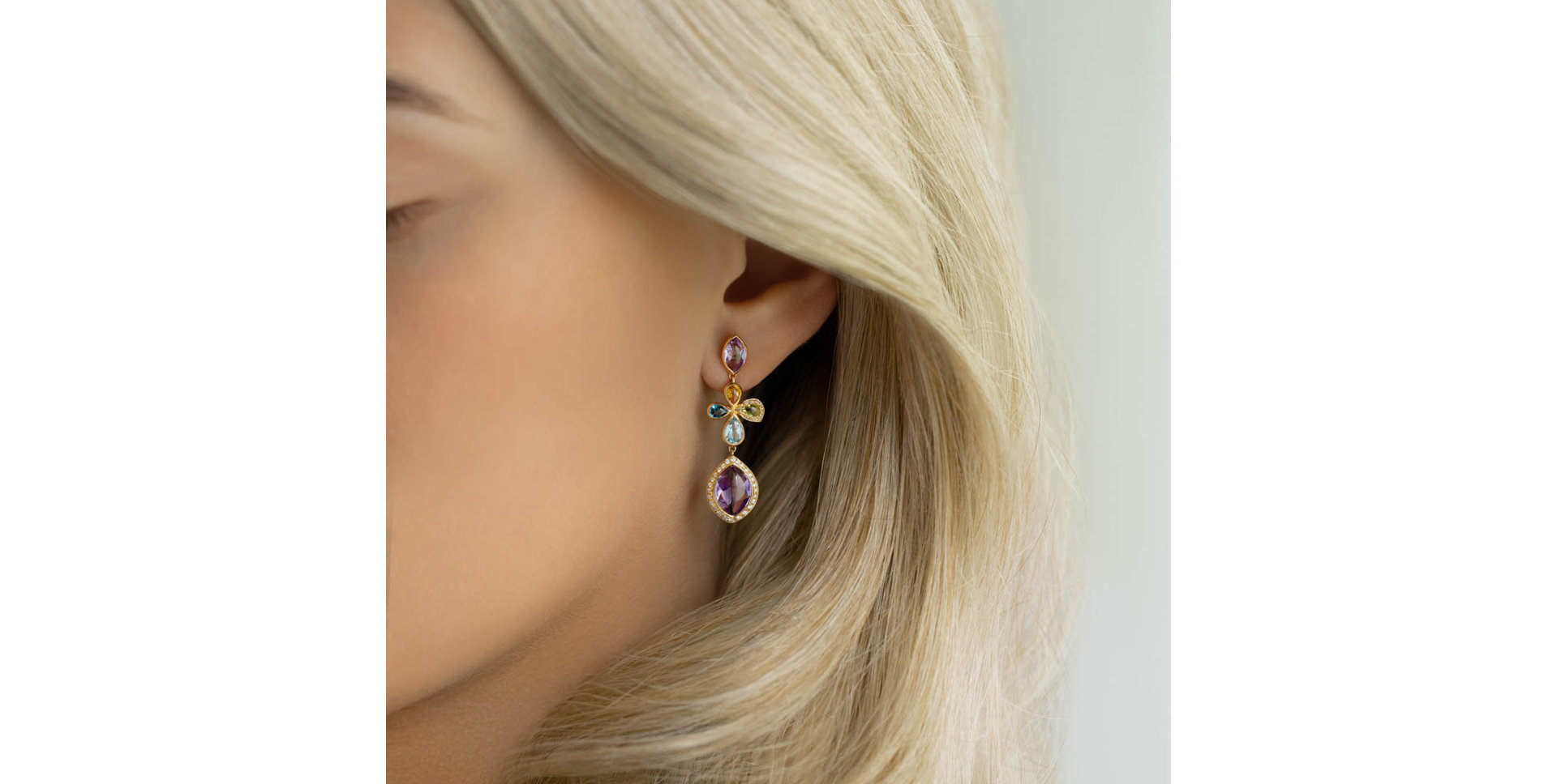 Náušnice s diamantmi a drahokamami Arabic Dream