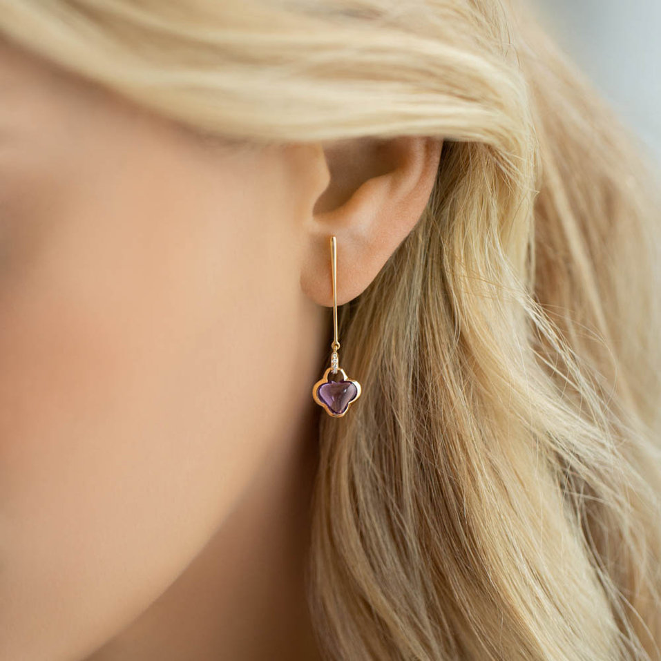 Náušnice s ametystom diamantmi Beautiful Oksana