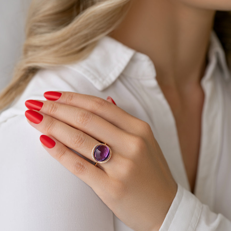 Prsteň s diamantmi a ruženínom Diantha