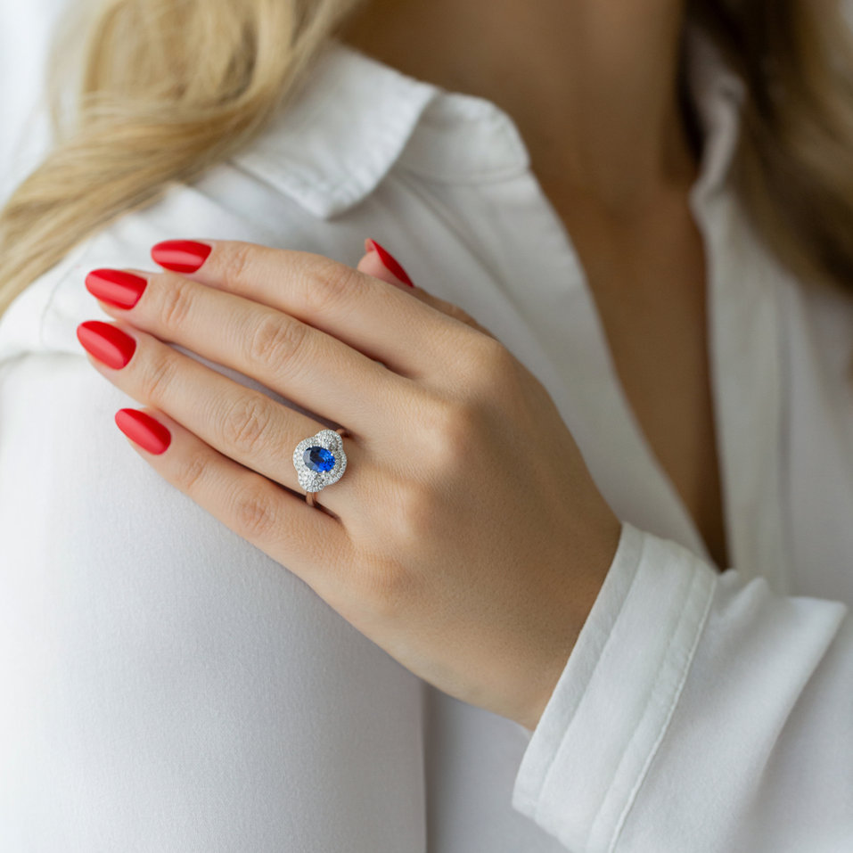 Prsteň s zafírom a diamantmi Sapphire Core