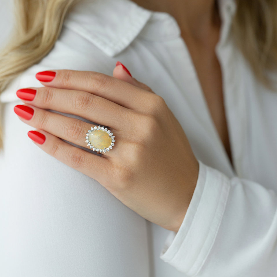Prsteň s opálom a diamantmi Diamond Czarina