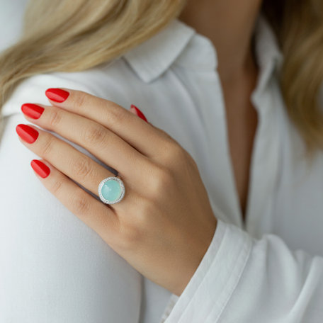 Prsteň s chalcedonom a diamantmi Bloom of Life