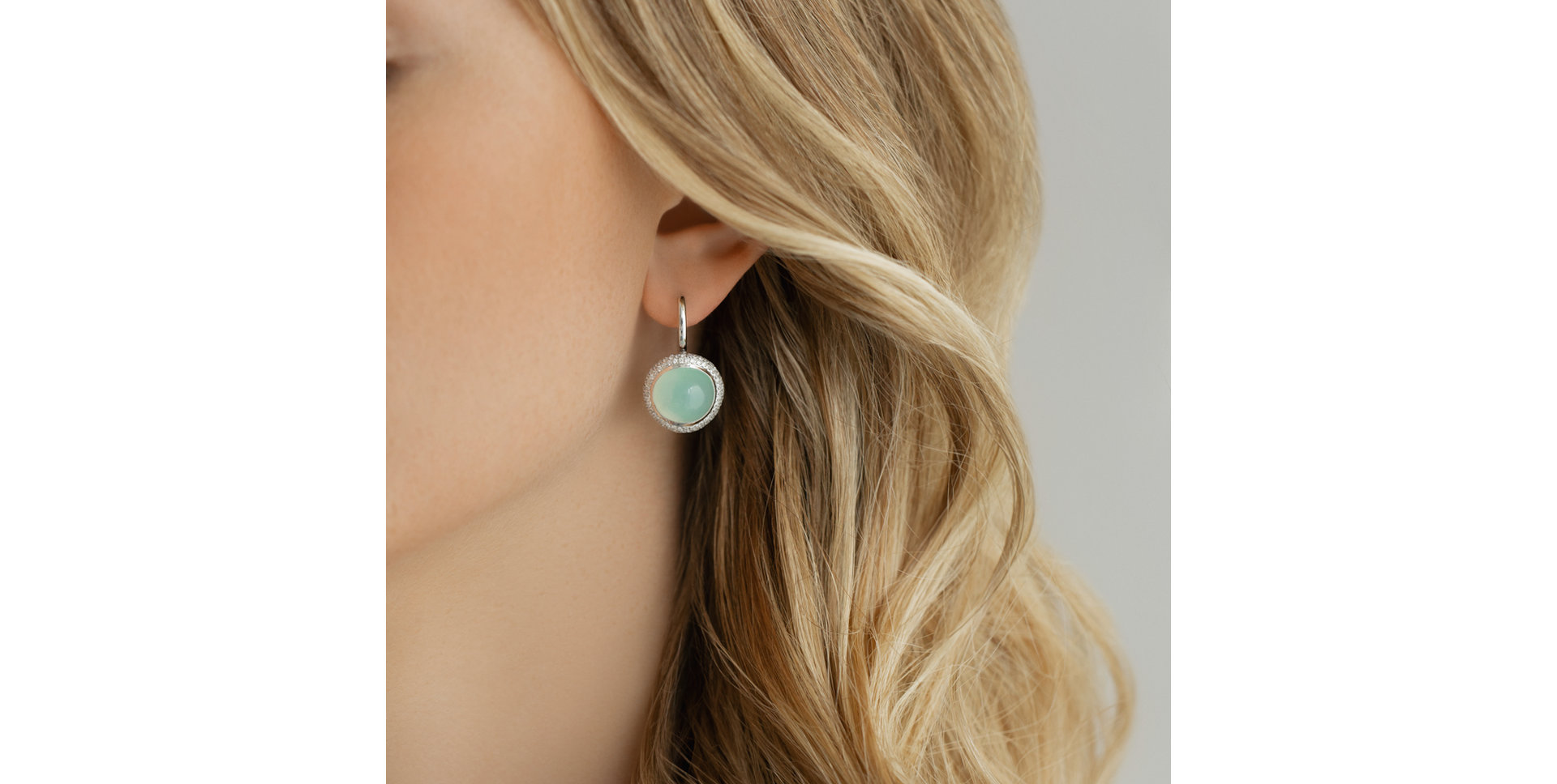 Náušnice s chalcedonom a diamantmi Rainbow Drop