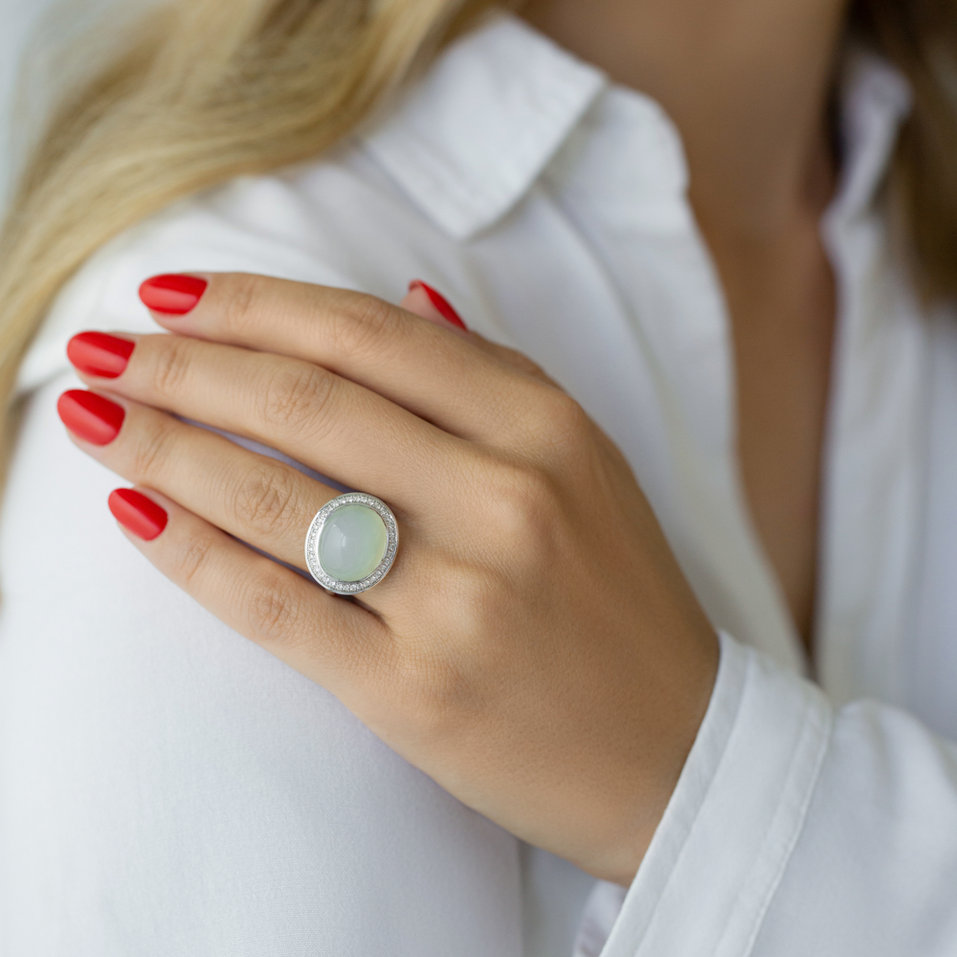 Prsteň s chalcedonom a diamantmi Dominant Space