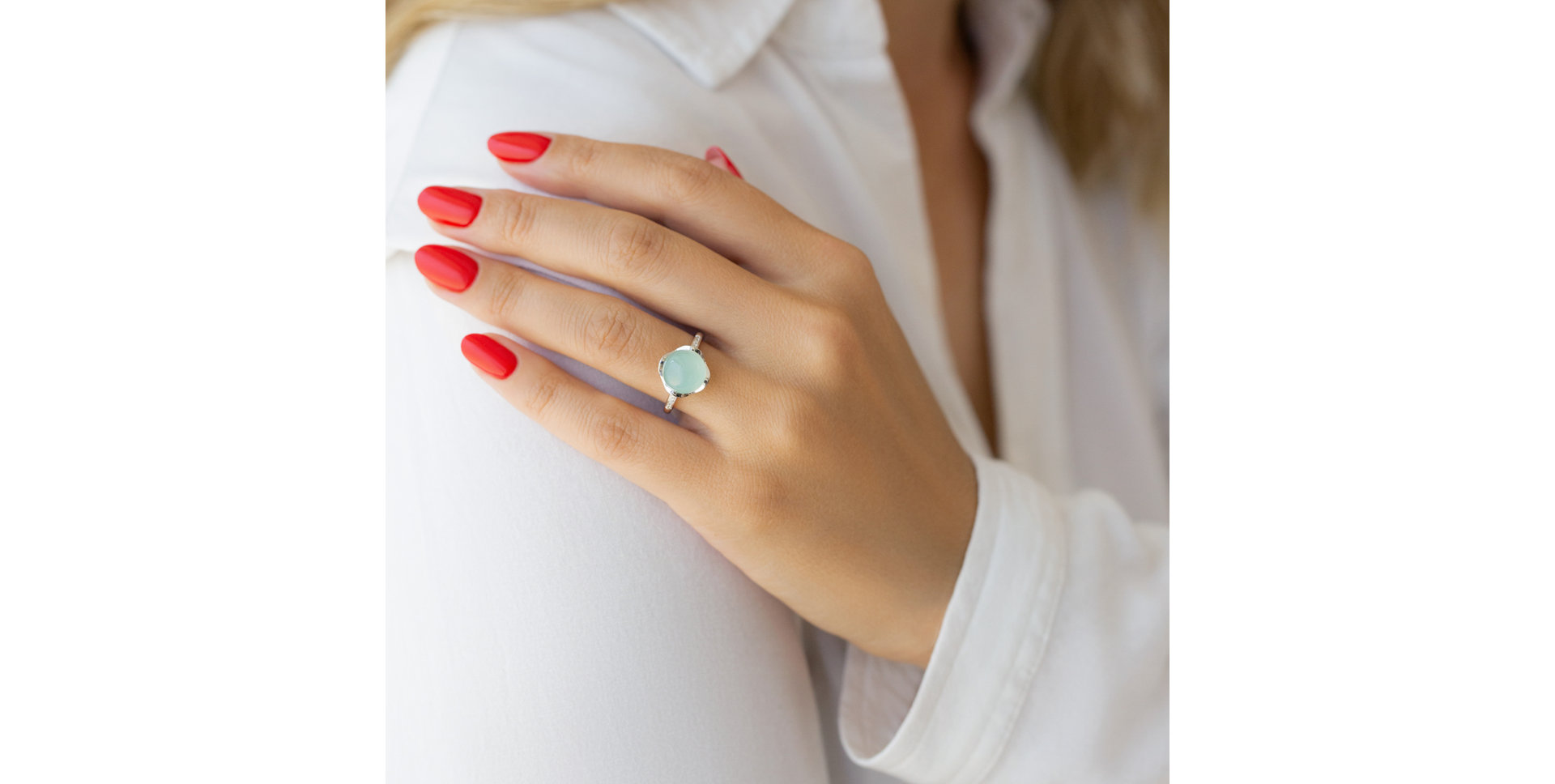 Prsteň s chalcedom a diamanty Lovely Feeling