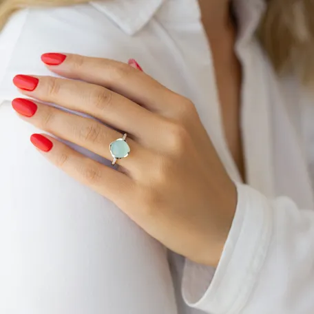 Prsteň s chalcedom a diamanty Lovely Feeling