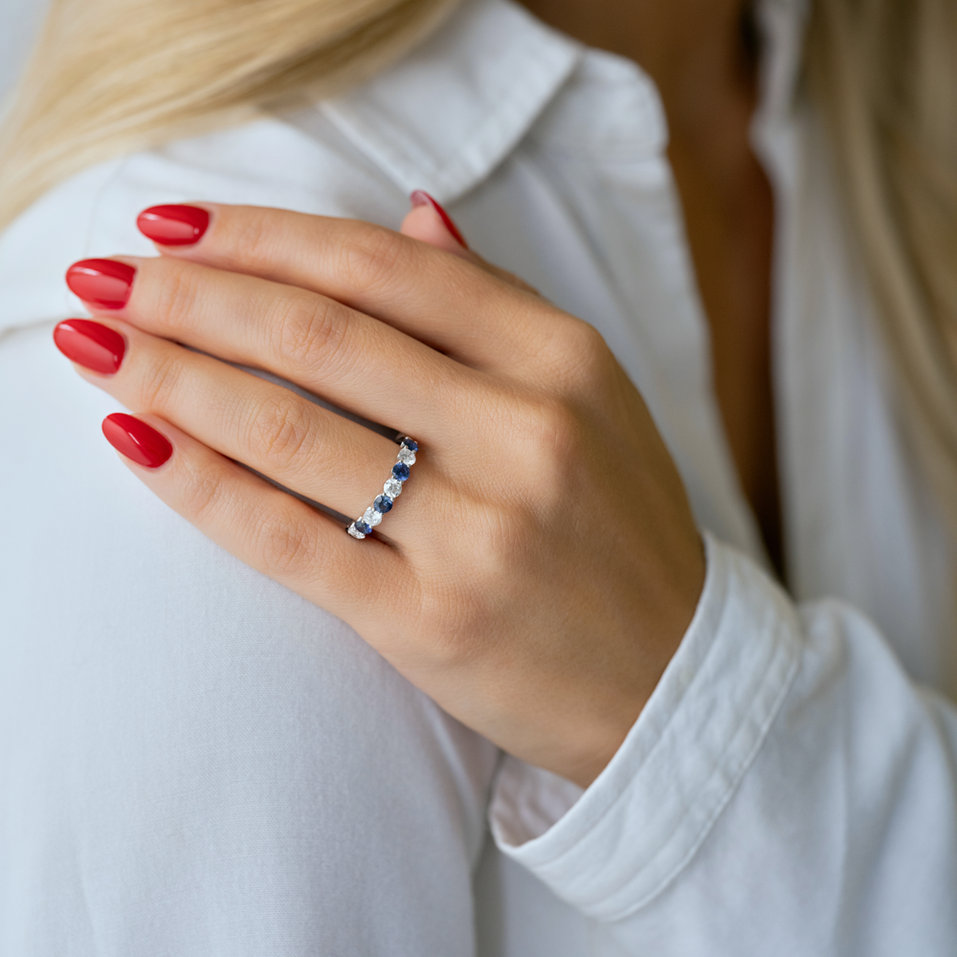 Prsteň s diamantmi a zafírmi Melanie