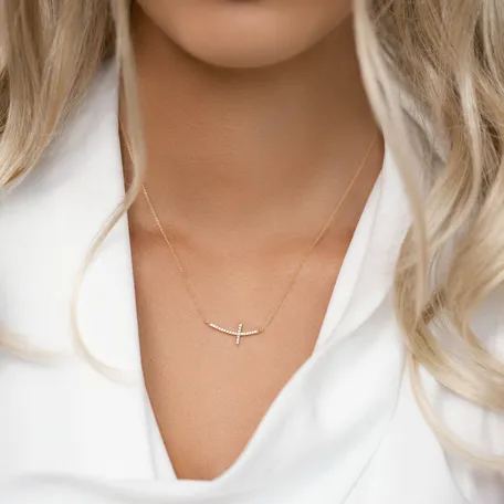 Náhrdelník s diamantmi Glossy Cross