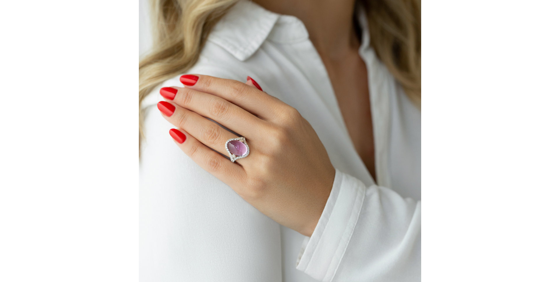 Prsteň s ametystom a diamantmi Sparkling Desire